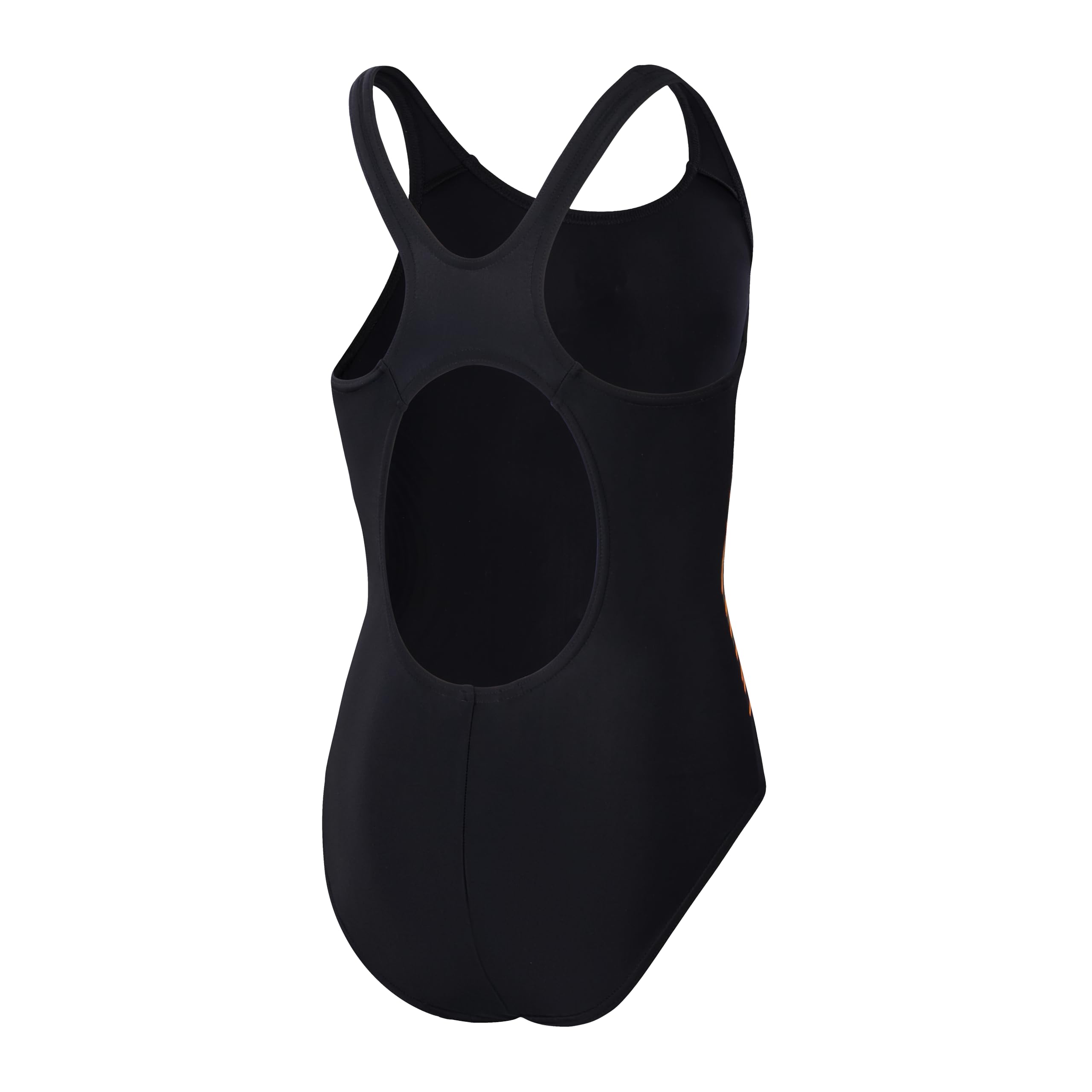 Speedo Placement Muscleback Badeanzug für Mädchen, Schwarz / Orange