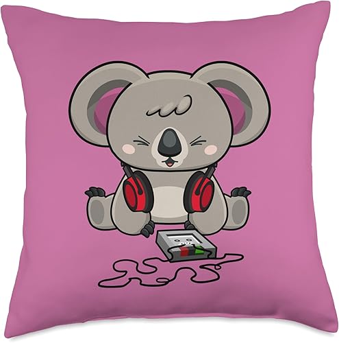 New Zoo Revue Classic Koala Cassette Walkman Fail Throw Pillow, 18x18, Multicolor