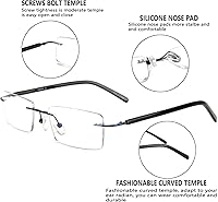 Vista 6 de FONHCOO Gafas de bloqueo de luz azul, anti rayos azules, unisex, ligeras, sin marco, rectangulares, para juegos de computadora