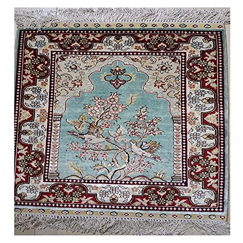 YAMEILEGEND YAMEI LEGEND Alfombra en miniatura de 46 x 61 cm, alfombra mediana, tapiz de seda, tapiz de estudio de arte 100% anudado a mano