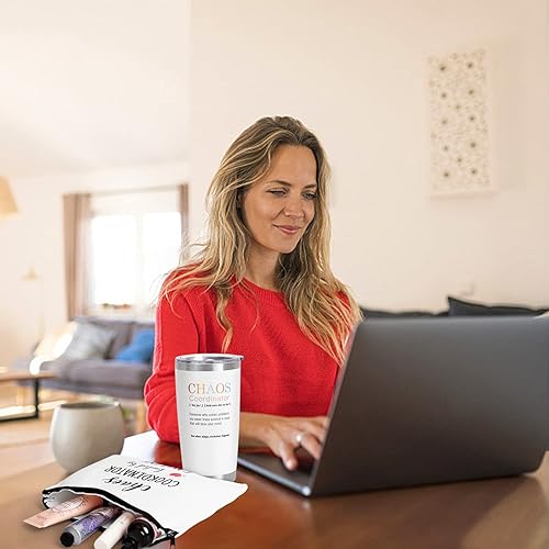 Miniatura 6 de Regalos de Coordinador del Caos, Vaso Aislado de 20 Onzas, Regalo de Cumpleaños para Mujeres, Idea Única para Regalos de Agradecimiento a los