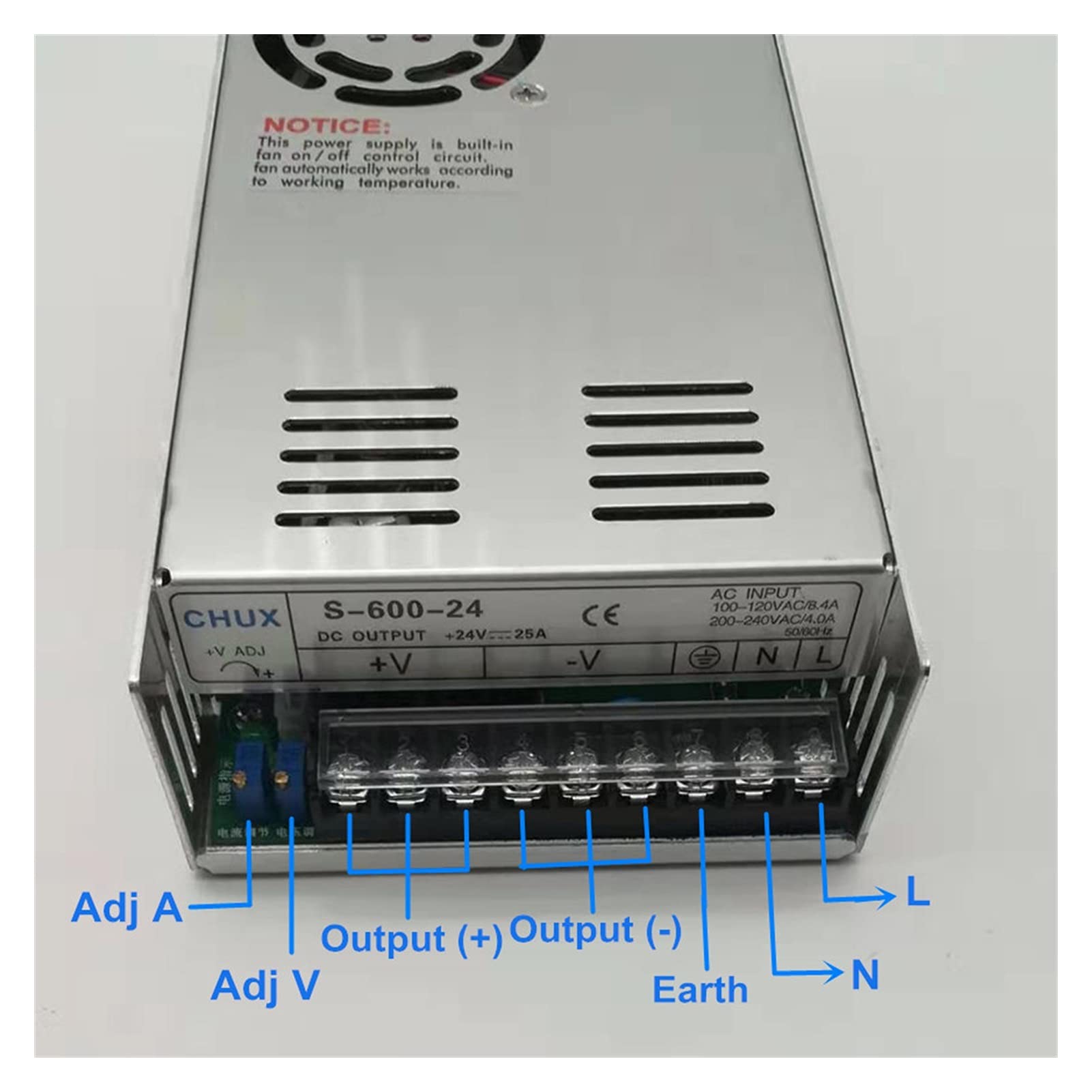 Alimentatore da Banco,Alimentatore da Laboratorio Alimentazione di commutazione 600W Tensione Regolabile e Corrente 0-12V 15V 24V 27V 36V 48 V 50V 60V 72V 80V 90V 100V 110V(0 48V 0 12.5A)