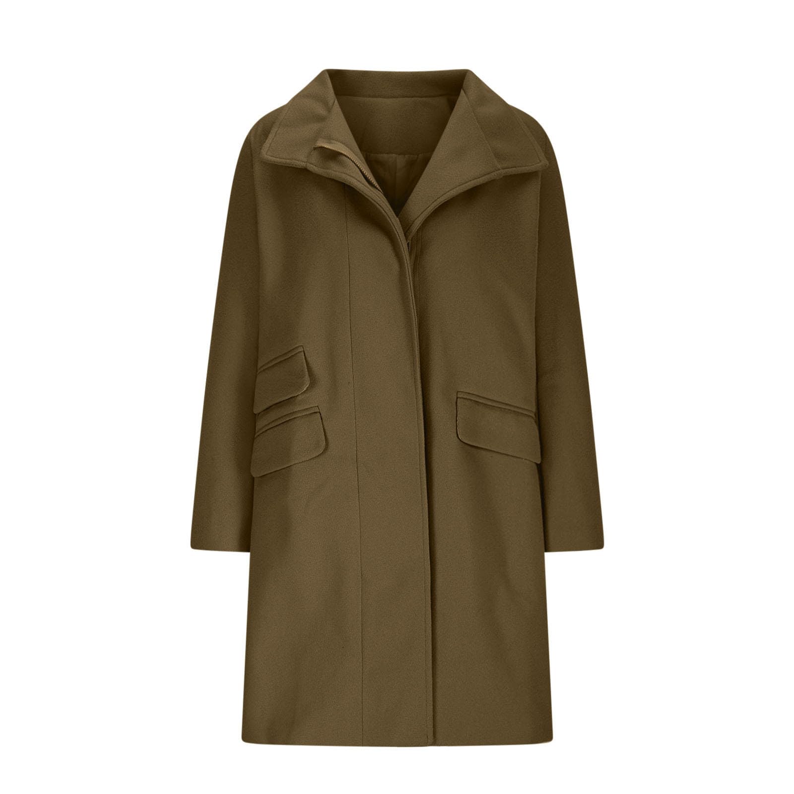 HAOLEI Cappotto di pisello Donna Slim Fit Cappotti Monopetto Invernali Giacca Caldo Maniche Lunghe Elegante Tinta Unita Cappotti Giacca Trench Cappotto Doppiopetto in Lana Coat per Autunno Inverno