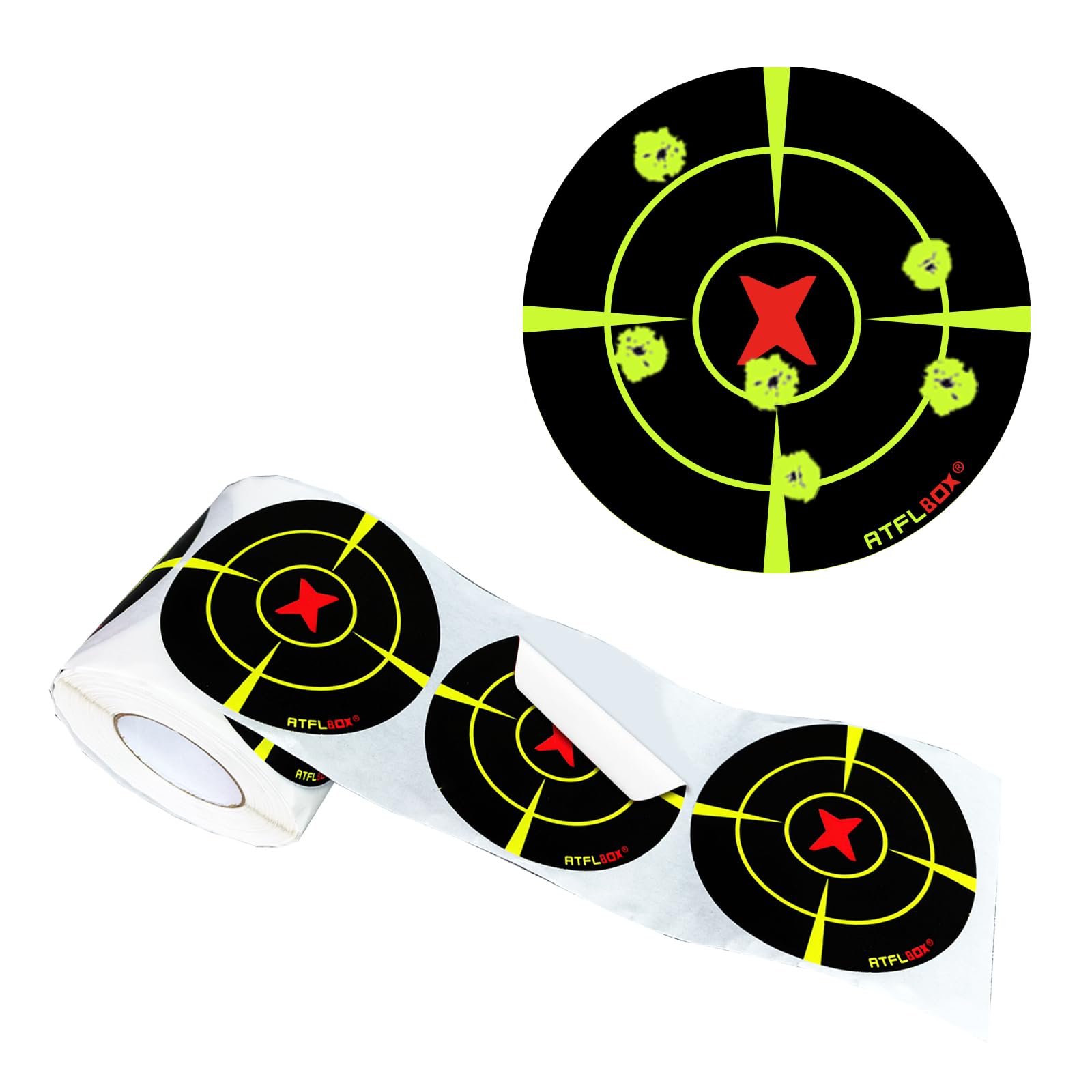 250 pezzi bersagli splatter autoadesivi con bersagli di carta da tiro reattivi all'impatto fluorescenti da 7,6 cm per esercitazioni di tiro con fucili, pistole, Airsoft