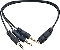 Vista 7 de Qaoquda Cable divisor de audio estéreo de 0.138 in, 1 pie chapado en oro de 1/8 pulgadas, enchufe estéreo TRRS macho a 3 conectores hembra de 1/8