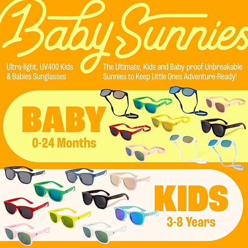 Miniatura 8 de BABY SUNNIES - Gafas de sol polarizadas flexibles con correa ajustable para niños pequeños bebés y recién nacidos de 0 a 24 meses Negro, Azul