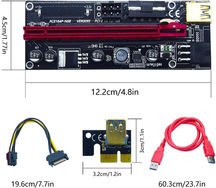 Best Cyber Deals 🔥 Artidux 6-Pack PCIE Riser VER 009S 1x to 16x Graphic Extension for GPU Mining USB Riser Adapter Card 60cm USB 3.0 Cable 4 Solid Capacitors, 6PIN Interface & Molex 3 Power Options (Fulfilled by Amazon) Black Friday - 60% OFF Artidux 6-Pack PCIE Riser VER 009S 1x to 16x Graphic Extension for GPU Mining USB Riser Adapter Card 60cm USB 3.0 Cable 4 Solid Capacitors, 6PIN Interface & Molex 3 Power Options (Fulfilled by Amazon)