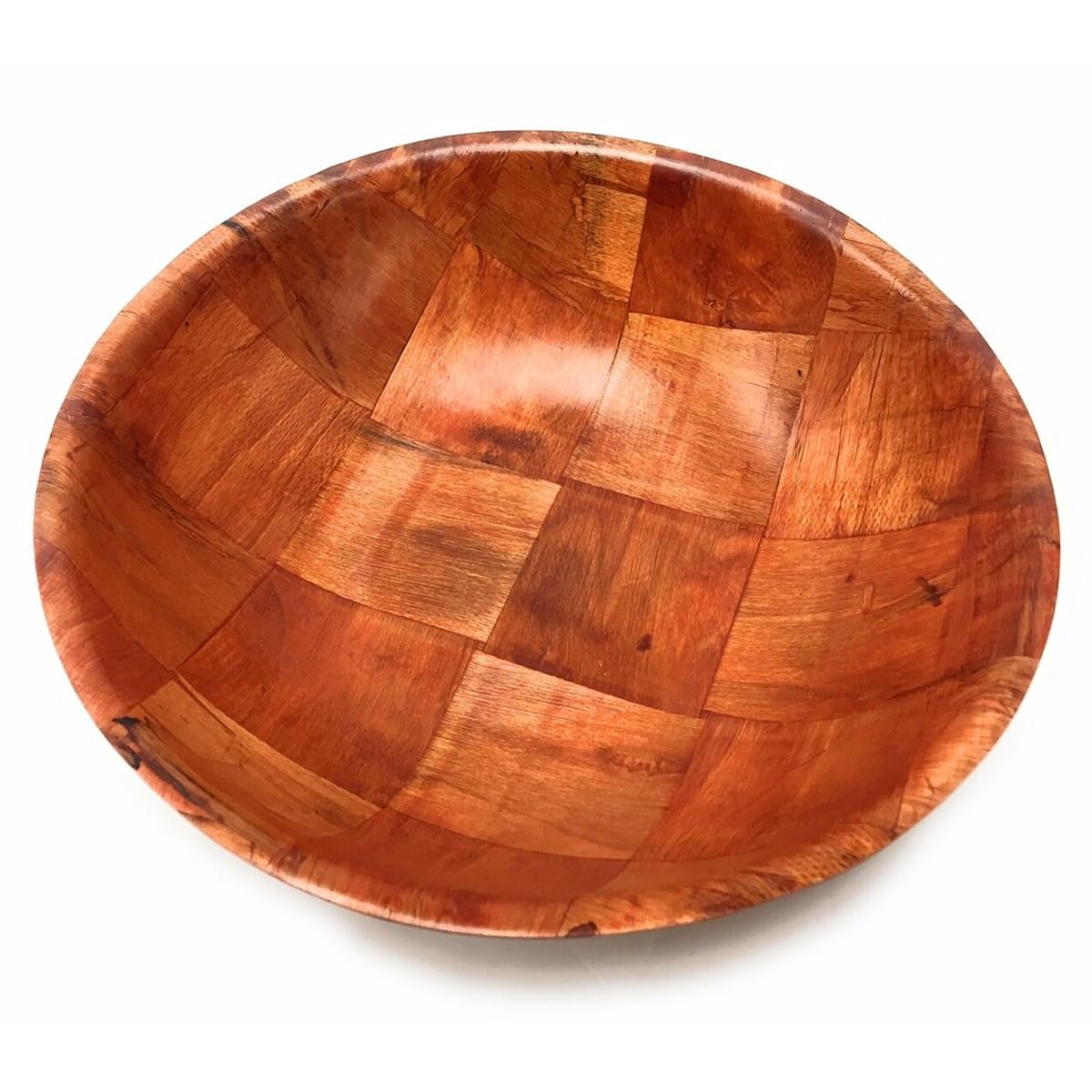Concept4u 3 Pack 25cm Wooden Woven Serving Bowl Large Reusable Wood Salad Bowl for Fruits, Pasta, Popcorn, Snack Home & Kitchen Tableware Accessories