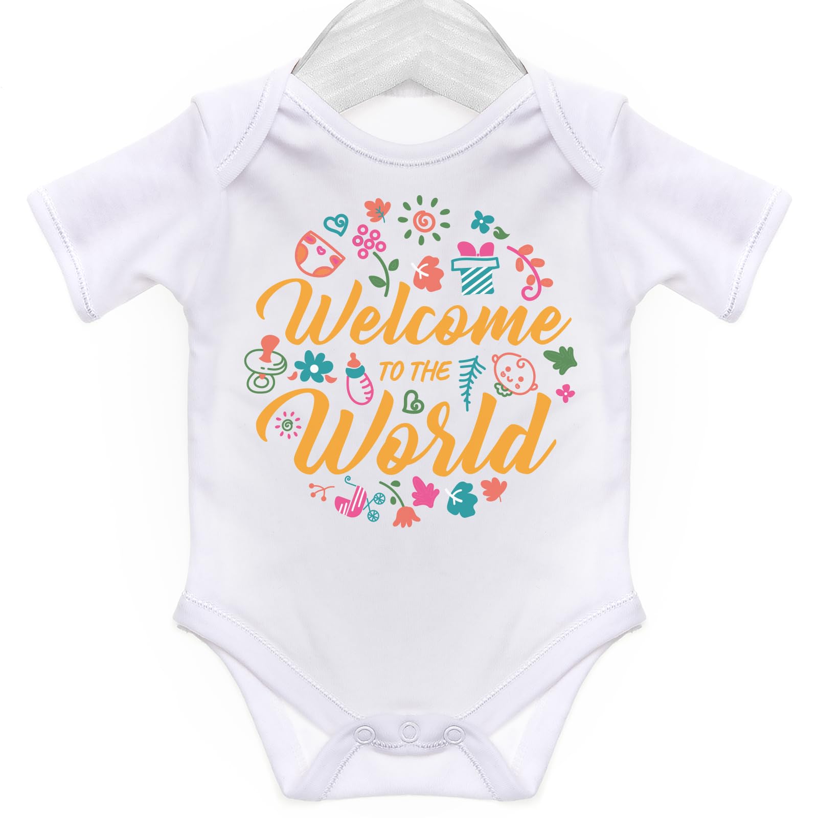 Art Hustle Men's White Welcome To The World/Baby Grow For Baby Boy Or Girl ( - 0-3M)