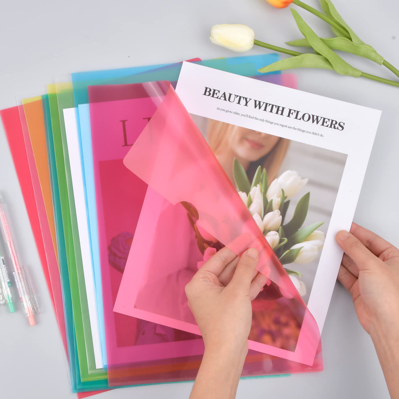30 sztuk plastikowa koszula A4, przezroczysta A4, teczka na dokumenty A4, teczka na dokumenty A4, A4 Flush Folders do biura Szkoły Dom Dokumenty Klasyfikacja (Kolorowy)