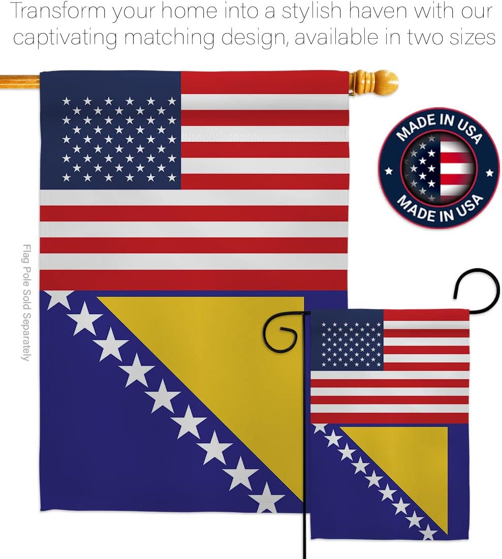 Americana Home & Garden Bosnia Herzegovina US Friendship Garden Flag-Regional Nation International World Country Particular Area House Decoration Banner Small Yard Gift Double-Sided, Made in USA