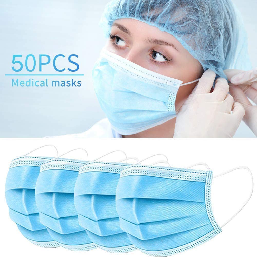 Ylmhe Disposable Breathable 3 Ply Shield Earloop Face Mask - 50 Pieces