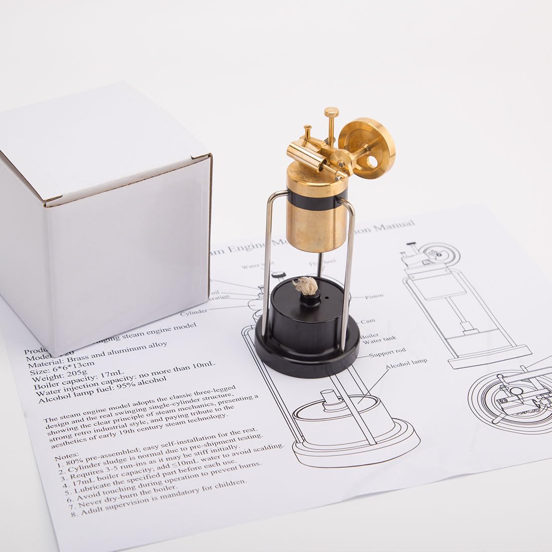 TechnixLabz Mini Steam Motor Modell, Retro Dreibeinige Oszillierende Einzylinder-Maschine, MINT-Bildungsgeschenk für Sammler