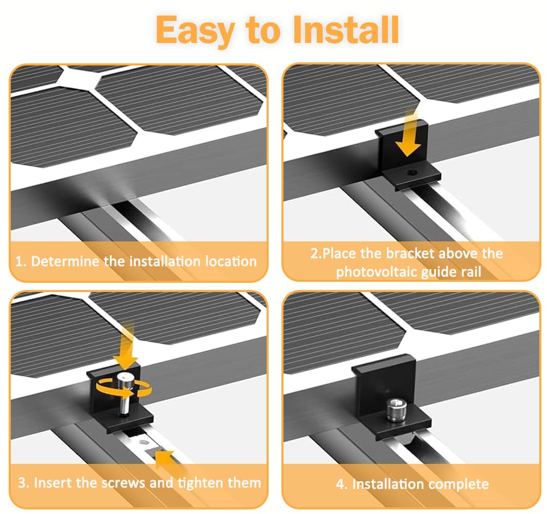 Kit Morsetto Solare Regolabile 30 mm per Pannelli Solari Staffa Z di Montaggio con Dadi e Viti