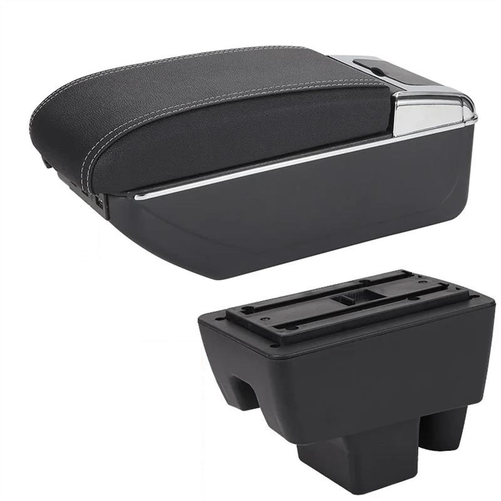 NOHEEU Car Armrest Box Retrofit Accessories Interior Details Storage For RAPID(B3 Black white 7USB)