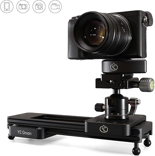 Miniatura 8 de YC Onion Camara Video Slider Carril Manual Portátil Mini 9"23cm Amortiguación Hidráulica.Carril retráctil de 2 vías Carril deslizante para cámara