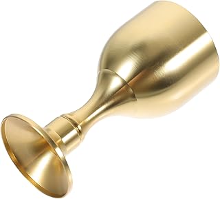 LIOOBO ヴィンテージスル真鍮製高脚酒杯 多機能仏教供物カップ テンプル装飾用耐久性高色鮮明な属製ゴブレット