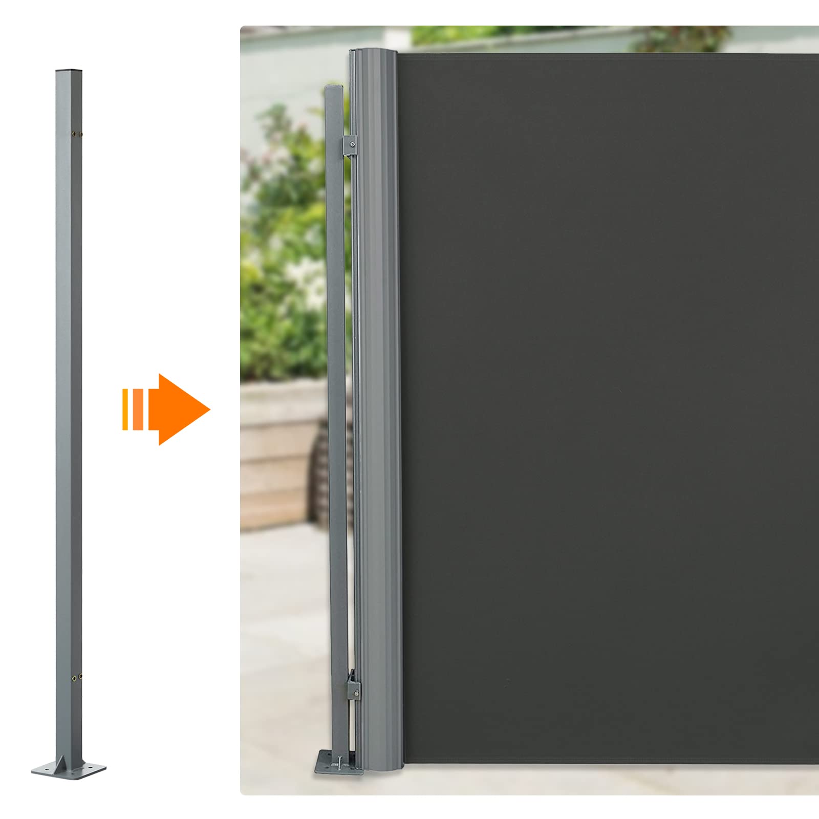 LARMNEE Standpfosten für Markisenkasten, Haltestange, Keine Wandmontage der Markise erforderlich, Einzel-Seitenmarkise mit Standpfosten geeignet, grau EBE01LZ02