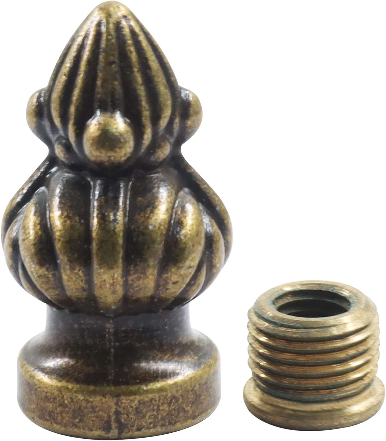 1 Pack Antique Brass Lamp Finial, Retro Cap Knob Dual-Thread Screw Lamp Shade, F…