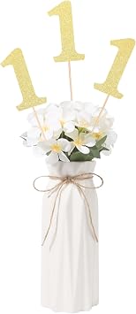 Gexolenu 10 PCS Gold Double-Sided 1st Birthday Centerpieces for Tables, Glitter Age ONE Cake Picks Decor, First Happy Birthday Party Decorations Baby Shower Anniversary Party Supplies