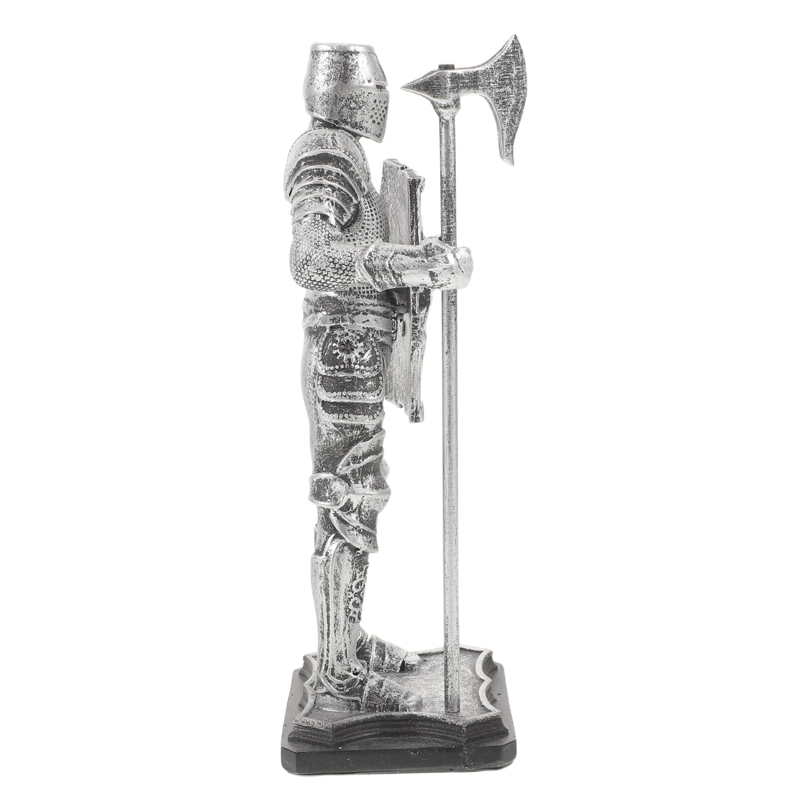 Figurine chevalier médiéval en résine argentée, cadeau idéal pour passionné d'histoire