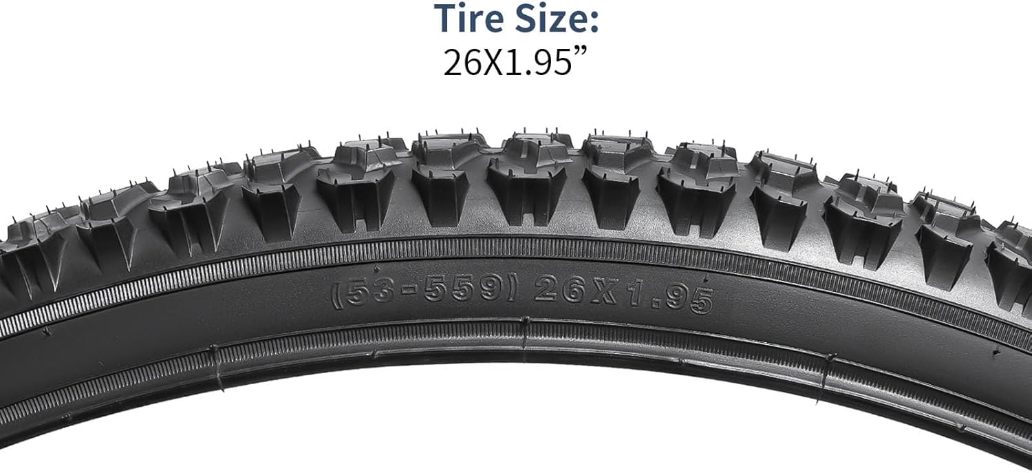 YUNSCM 2-PCS 26" Mountain Bike Tires 26 x 1.95/53-559 and 26" Bike Tubes AV32mm Schrader Valve Compatible with Off Road Bike 26x1.95 Bicycle Tires and Tubes (Y-765)