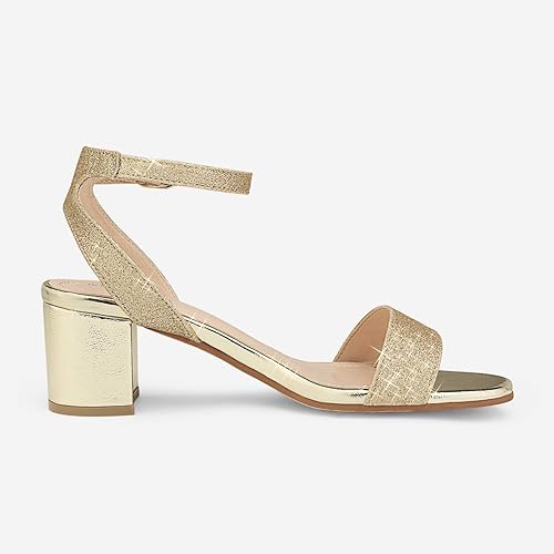 Vista 3 de DREAM PAIRS - Sandalias de tacón grueso y bajo para mujer, con correa al tobillo y puntera abierta, sandalias elegantes para fiestas