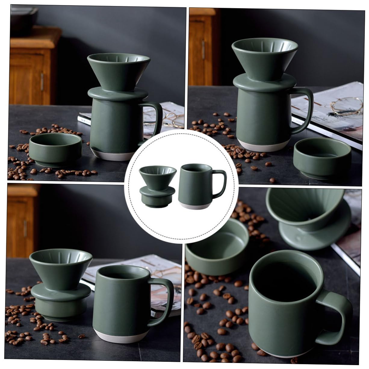 Toddmomy Filtro de Café de Cerámica Verde con Asa Taza Filtrante Práctica para Uso Doméstico Duradera y Fácil de Limpiar Diseño Reutilizable para Café con Leche