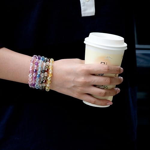 Miniatura 8 de 24 colores de acrílico Bicone Beads 0.315 in Cuentas de cristal de plástico facetado cuentas sueltas para hacer joyas DIY, 960 unidades