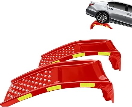 2 Pack Car Ramps, 8000LBS Capacity Portable Truck Service Ramps with Reflective Stickers for Trucks, SUVs & Home Garage Maintenance