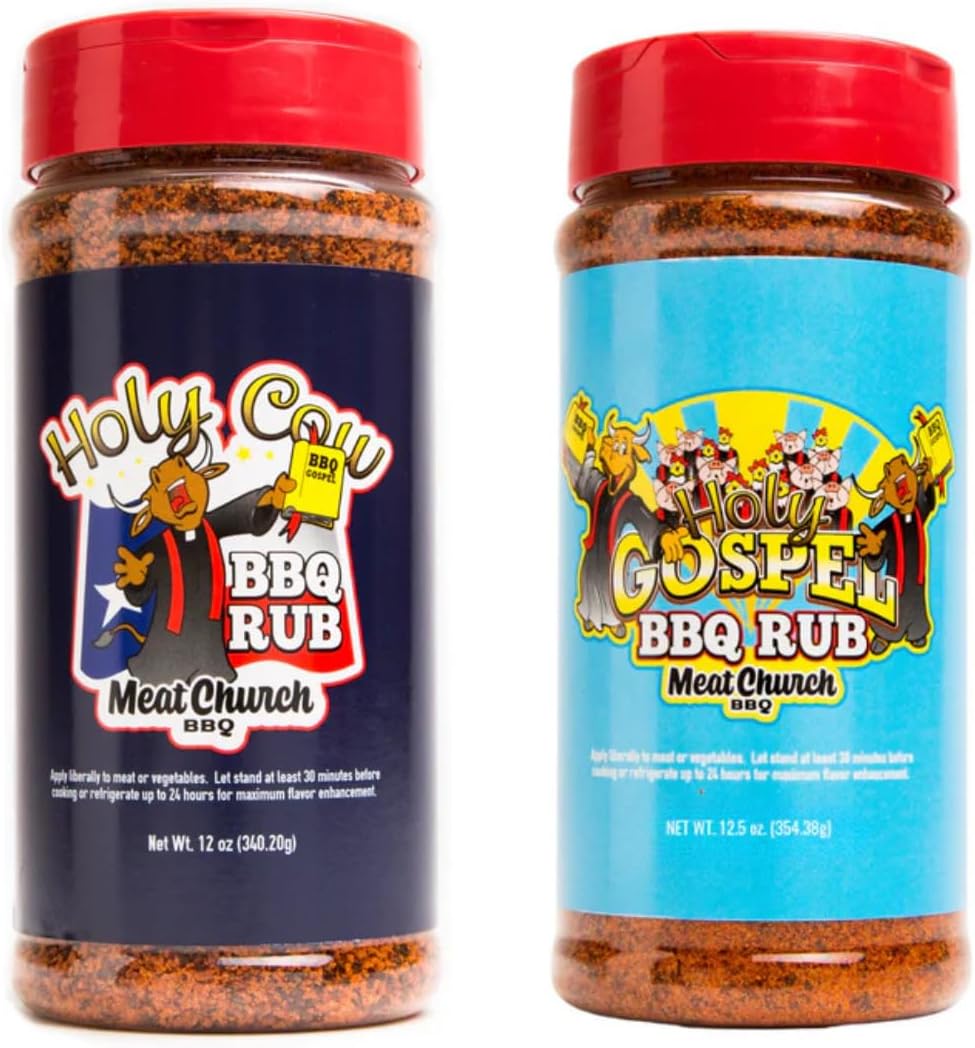 BBQ Rub Combo: Holy Cow (12 oz) and Holy Gospel (12.5 oz), One Bottle of Each