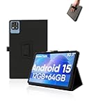 Case for EHFiDC K10 Tablet 10.1 inch Android 15 Tablets,UYRUREL Leather Slim Folding Stand Cover with Hand Strap Magnet for Men Women Full Protection,Black.