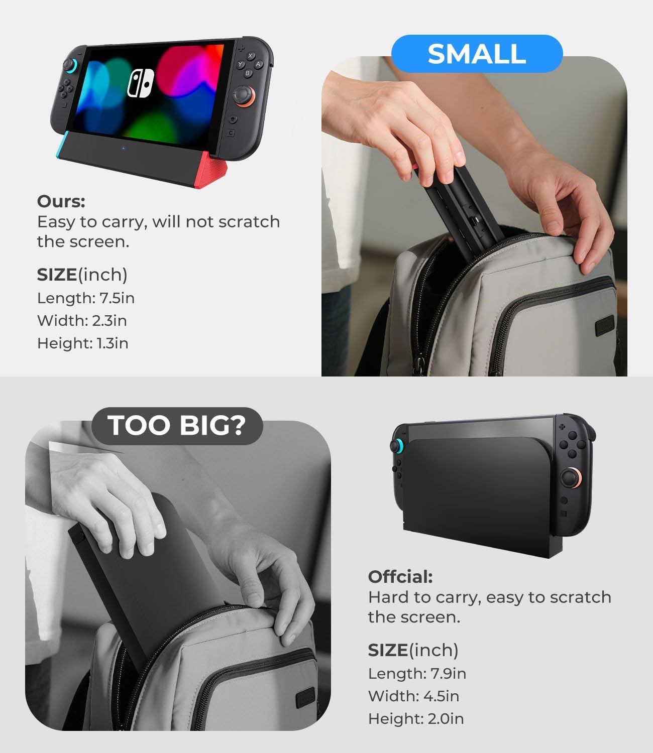 SIWIQU TV Dock Station for Nintendo Switch 2, Portable TV Docking Station Replacement with 4K@120Hz HDMI Adapter/Type C Port/USB Port for Official Nintendo Switch 2 - Image 6