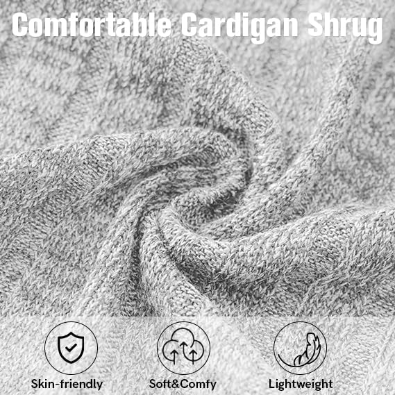 Ivicoer Women's Cardigan Bolero Shrugs for Evening Dress Long Sleeve Lightweight Cropped Open Front Casual Knit Top - Image 5