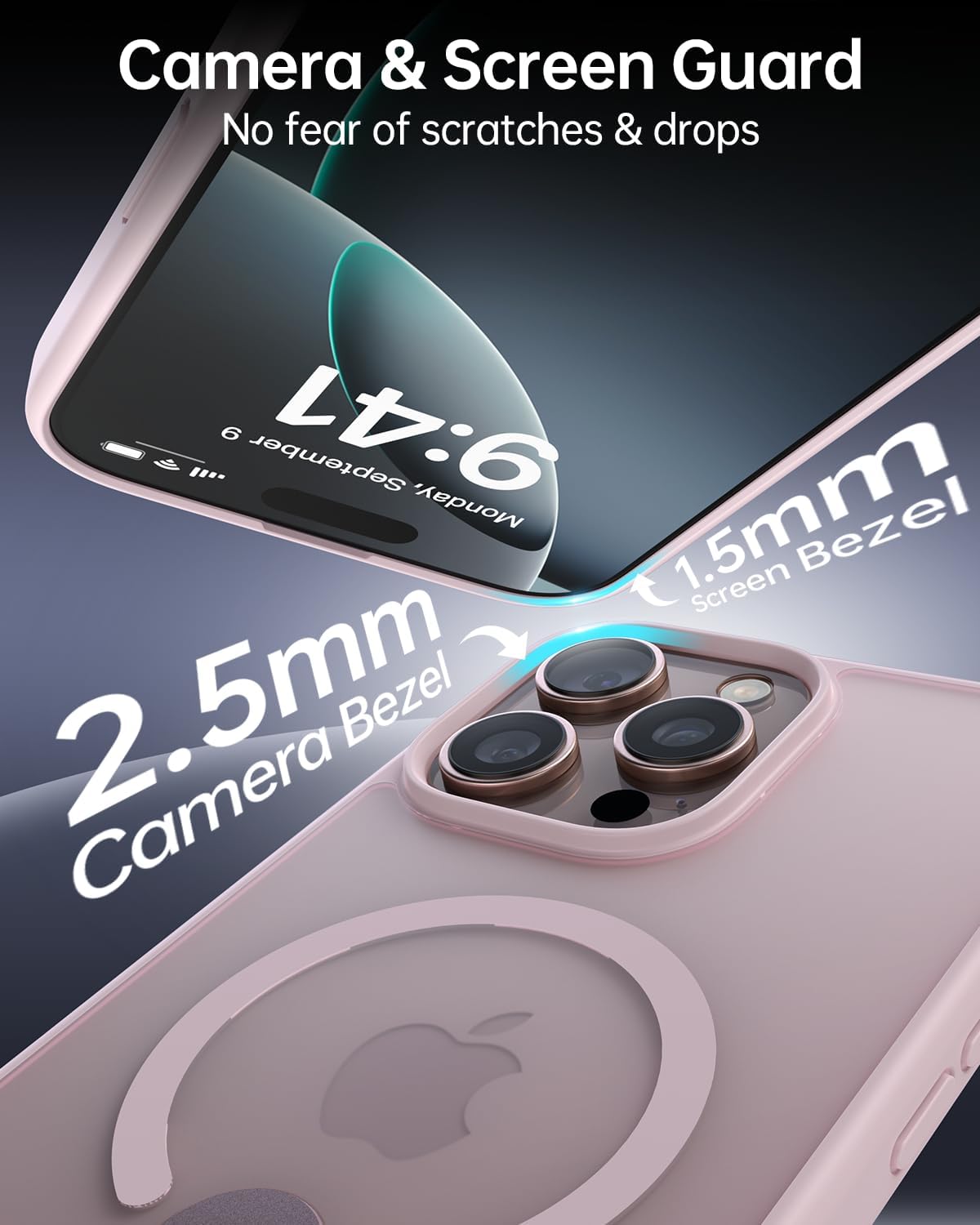 Fansessy for iPhone 16 Pro Max Case with 360° Magnetic Stand [Military Drop Protection] [Compatible with MagSafe] Shockproof Slim Translucent Matte 16 Promax Case 6.9 Inch, Pink