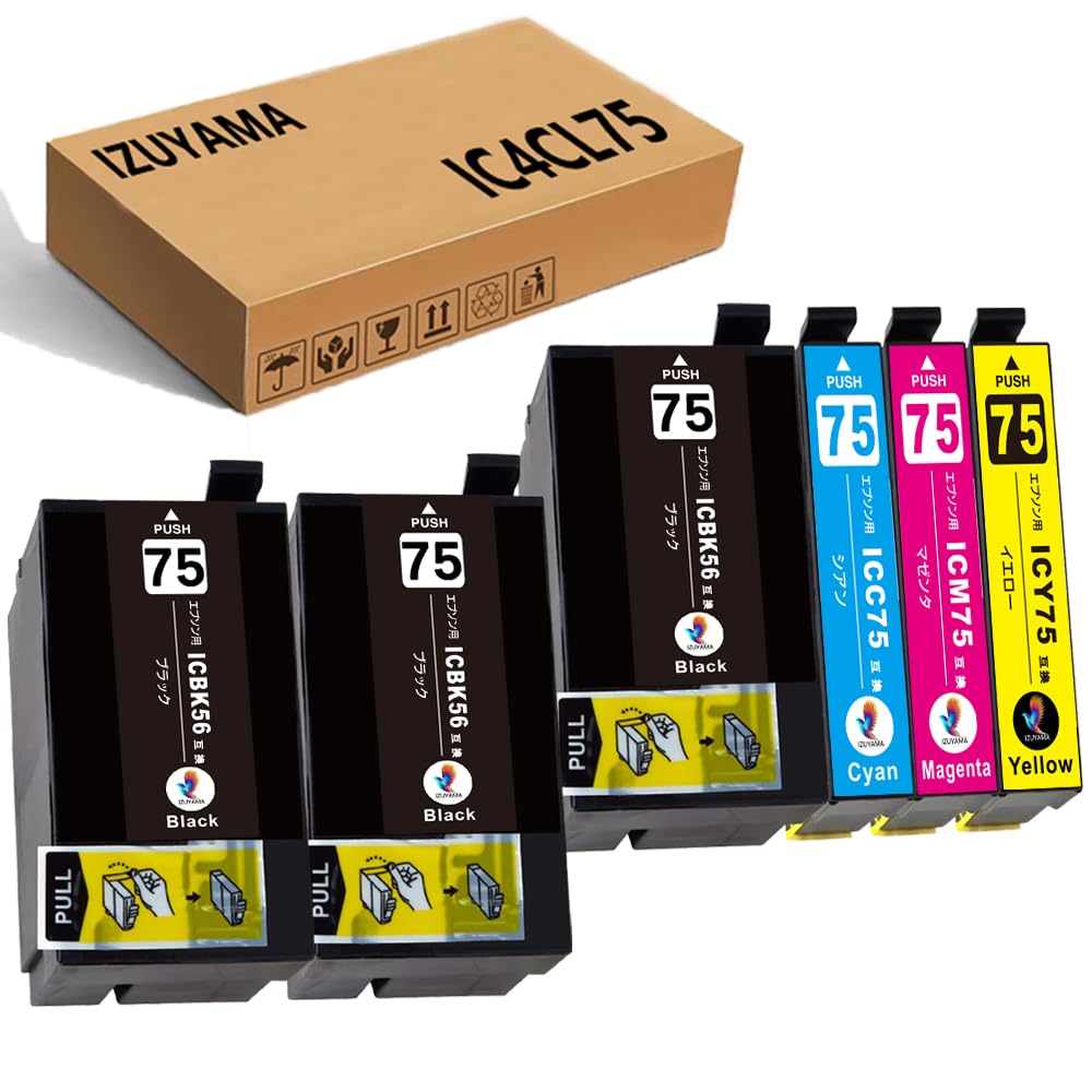 Amazon.co.jp: IC4CL75 エプソン IC75 互換インクカートリッジ【IC74