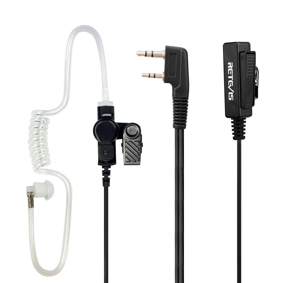 Retevis Portofoon Headset met Microfoon 2-pins Hoofdtelefoon Oortelefoon Compatibel met walkie Talkie Retevis RT24 RT21 RT22 RT27 RT1 RT5 Baofeng UV-5R BF-888S BF-88E Kenwood HYT WOUXUN (1 Stuk