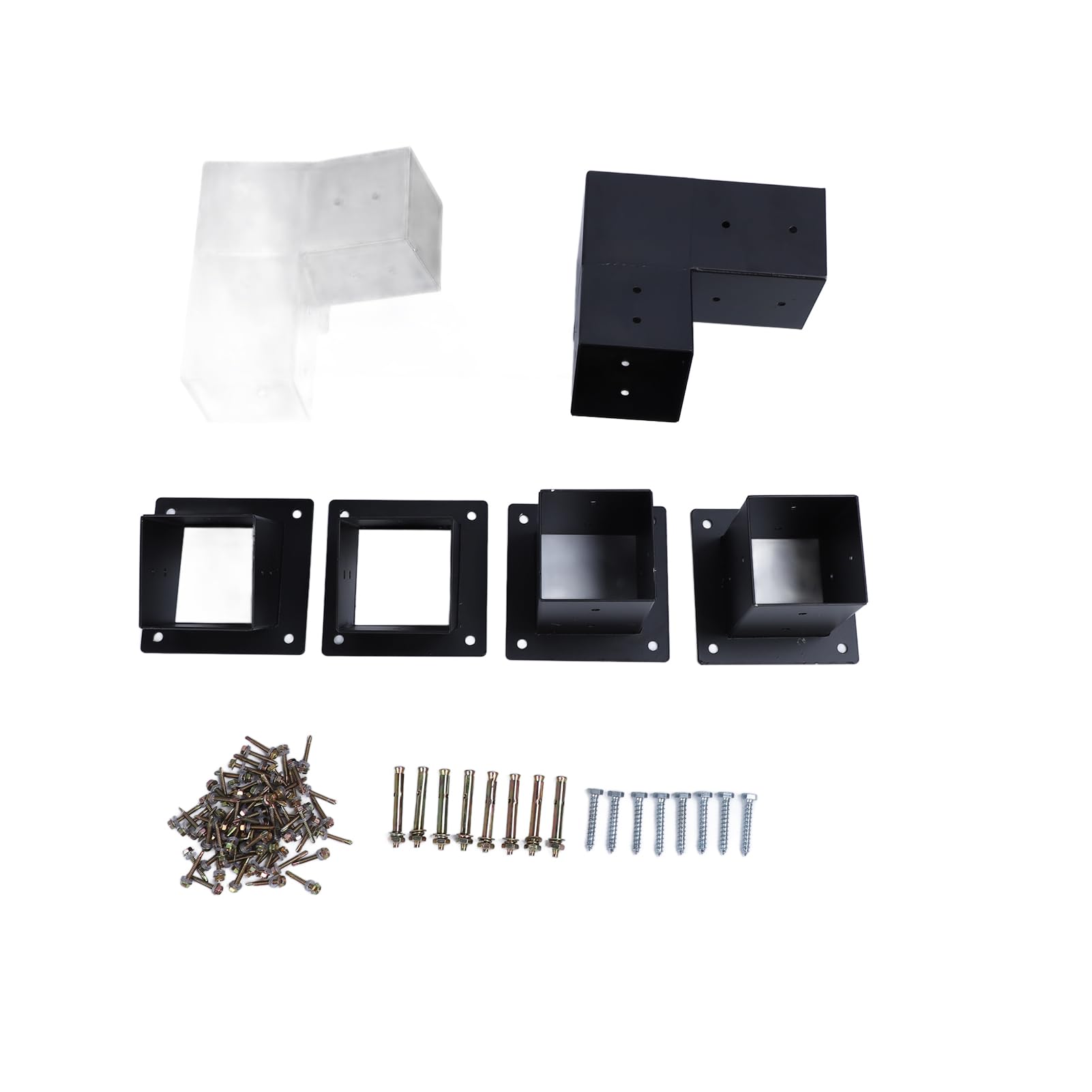 Ensemble de Supports de Pergola, Kit de Support de Montage de Pergola à 3 Voies à 15 Degrés pour Poteaux en Bois de 4 X 4 Pouces, Support de Base de Poteau de Tonnelle en Métal