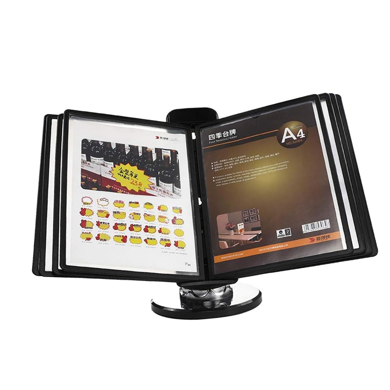 Cartella portadocumenti， Organizer e accessori da scrivania for ufficio, 10 tasche espositive, base nera, portadocumenti da scrivania regolabile, for esposizione da ufficio e archiviazione di document