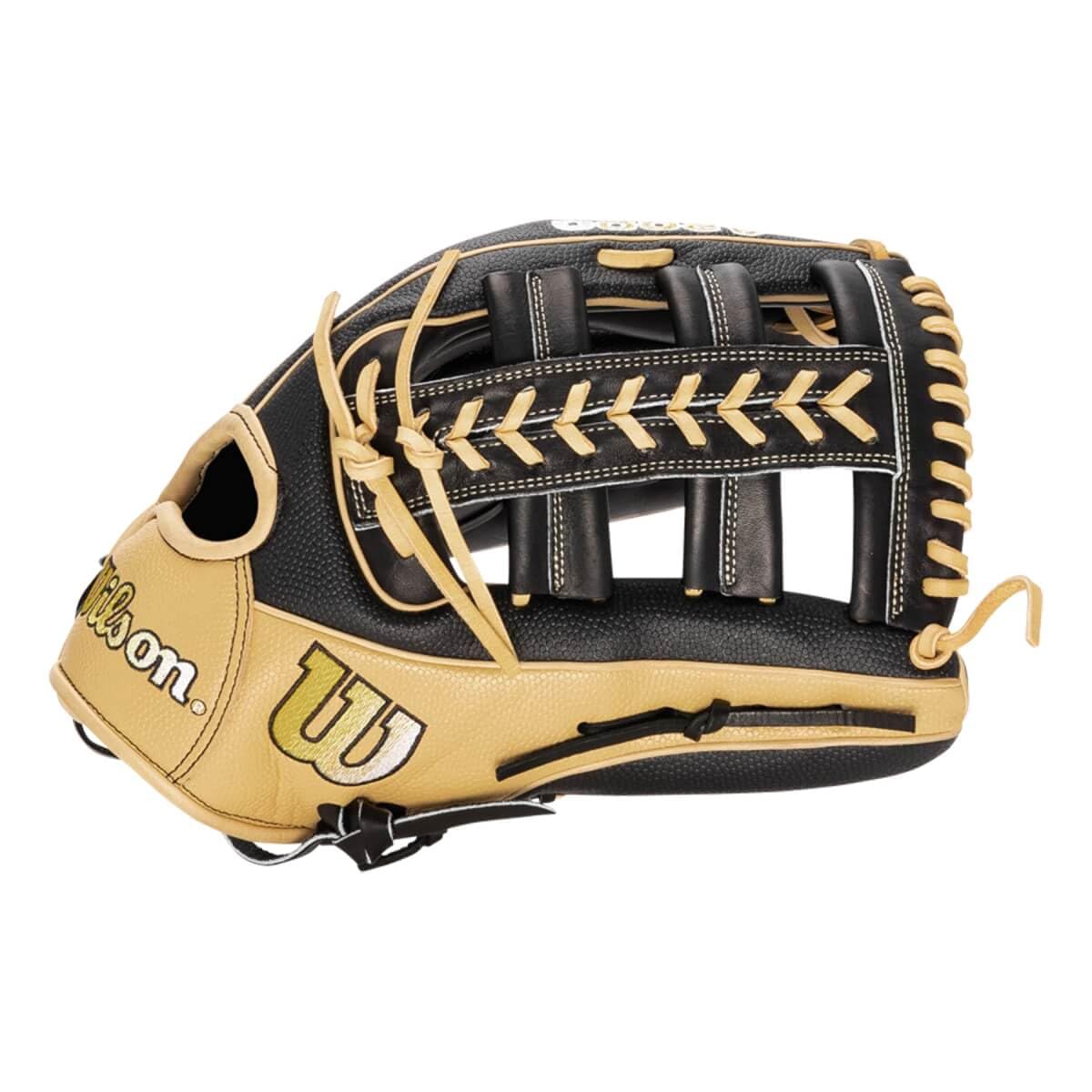 Wilson 2023 A2000 Superskin 1810 (di), Outfield-Guanti da Baseball Unisex, Nero/Biondo, 12.75"