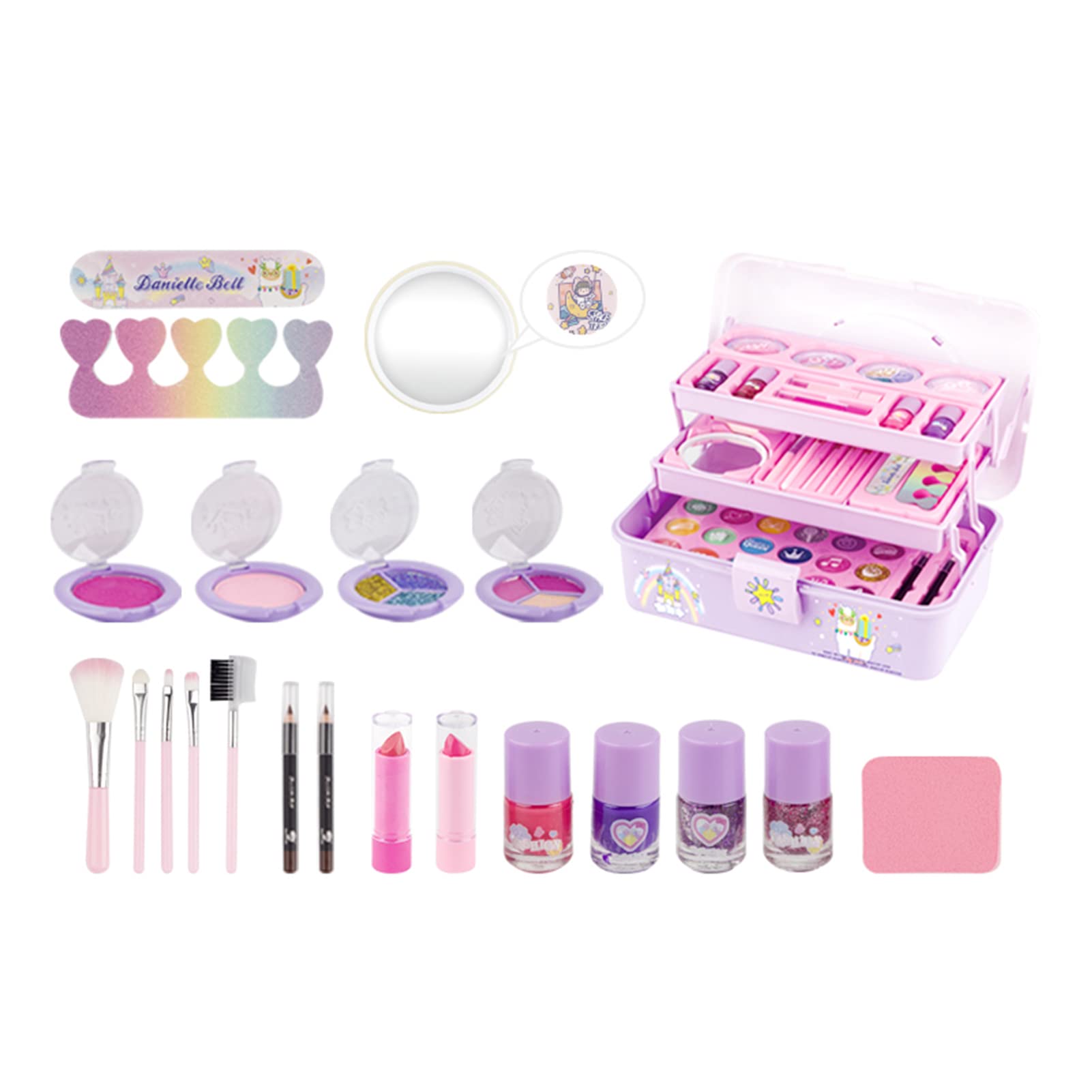 Walmeck Kit de Maquillaje para Princesa Infantil con Juego de Maquillaje Completo, Ideal para un Juego Creativo y Juego de Roles, Lavable, No, para Niñas