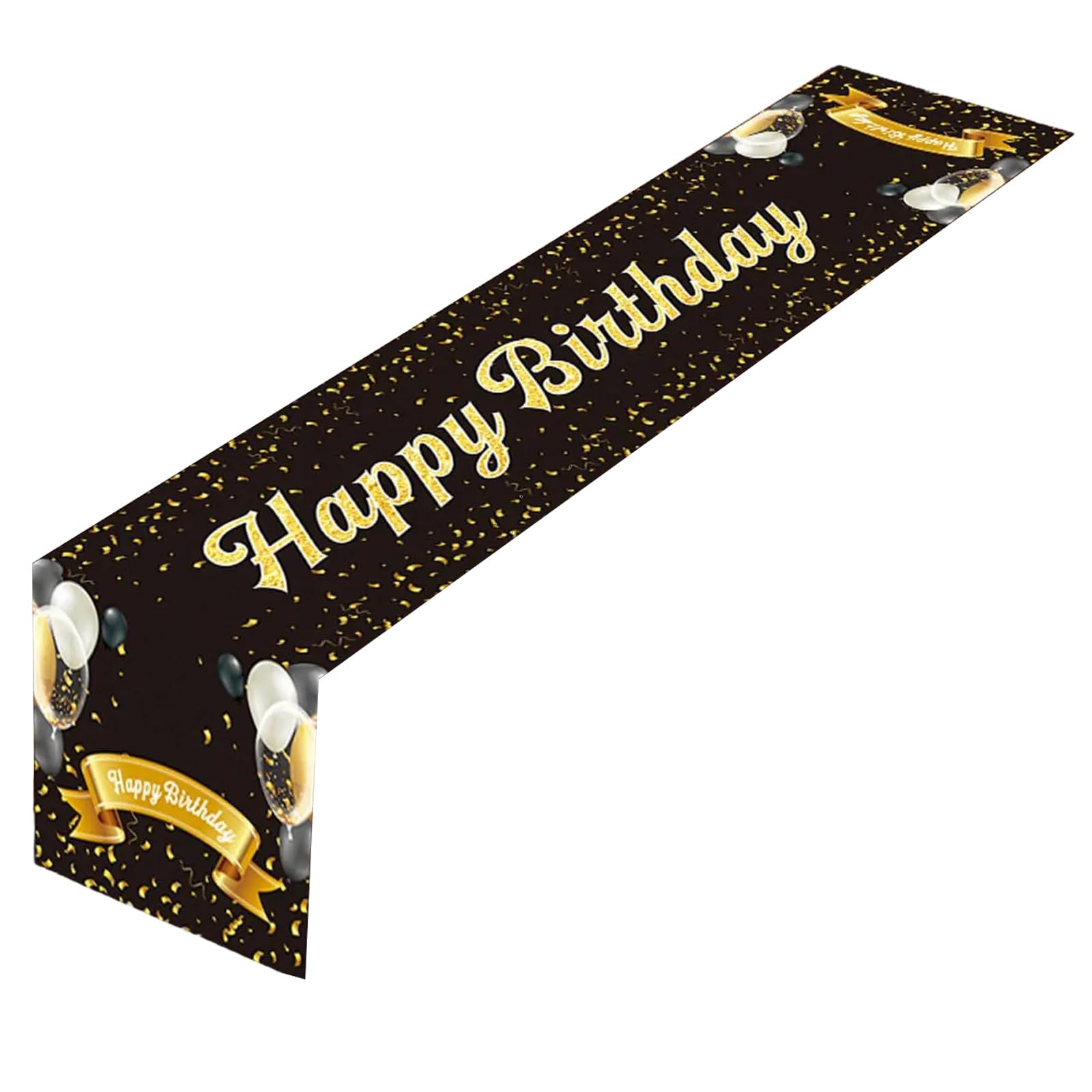 NVOQILIN Stylish Black Gold Table Runner Table Cloth Tablecloth for Birthday Celebration 180x35cm Decorative Cloth Black Gold Runner