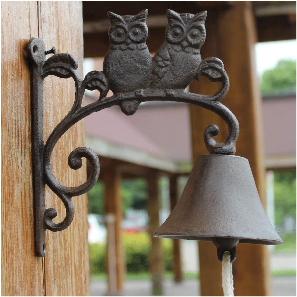 Doorbell，Wall Hanging Door Bell,Hand Bell， Manually Shaking Wall Hanging Doorbell， Vintage Door Bell,Manual Doorbell， Heavy Duty Owl Decorative Hand Bell Manual Shaking Doorbell Indoor Outdoor Wall De