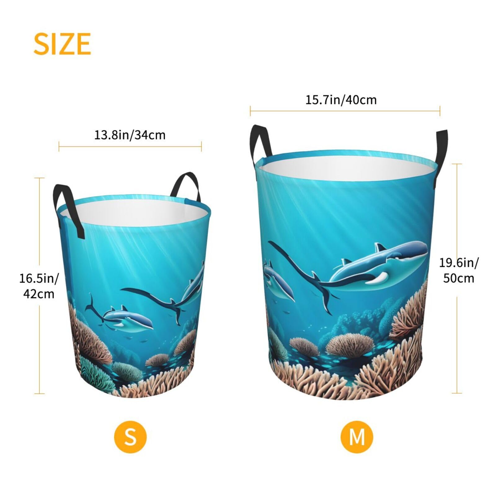 Cesto Portabiancheria Pieghevole A Tema Marino | Impermeabile, 60 Litri, Con Manici | Per Bagno E Camera Da Letto - 3