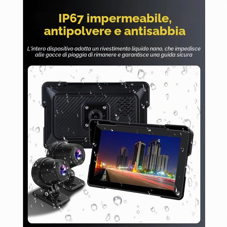 7 "IPS Touch Screen Portatile Carplay Screen per Moto Wireless Car Play & Android Auto Navigazione GPS Moto Navigazione GPS CarPlay (Player+DVR+TPMS)