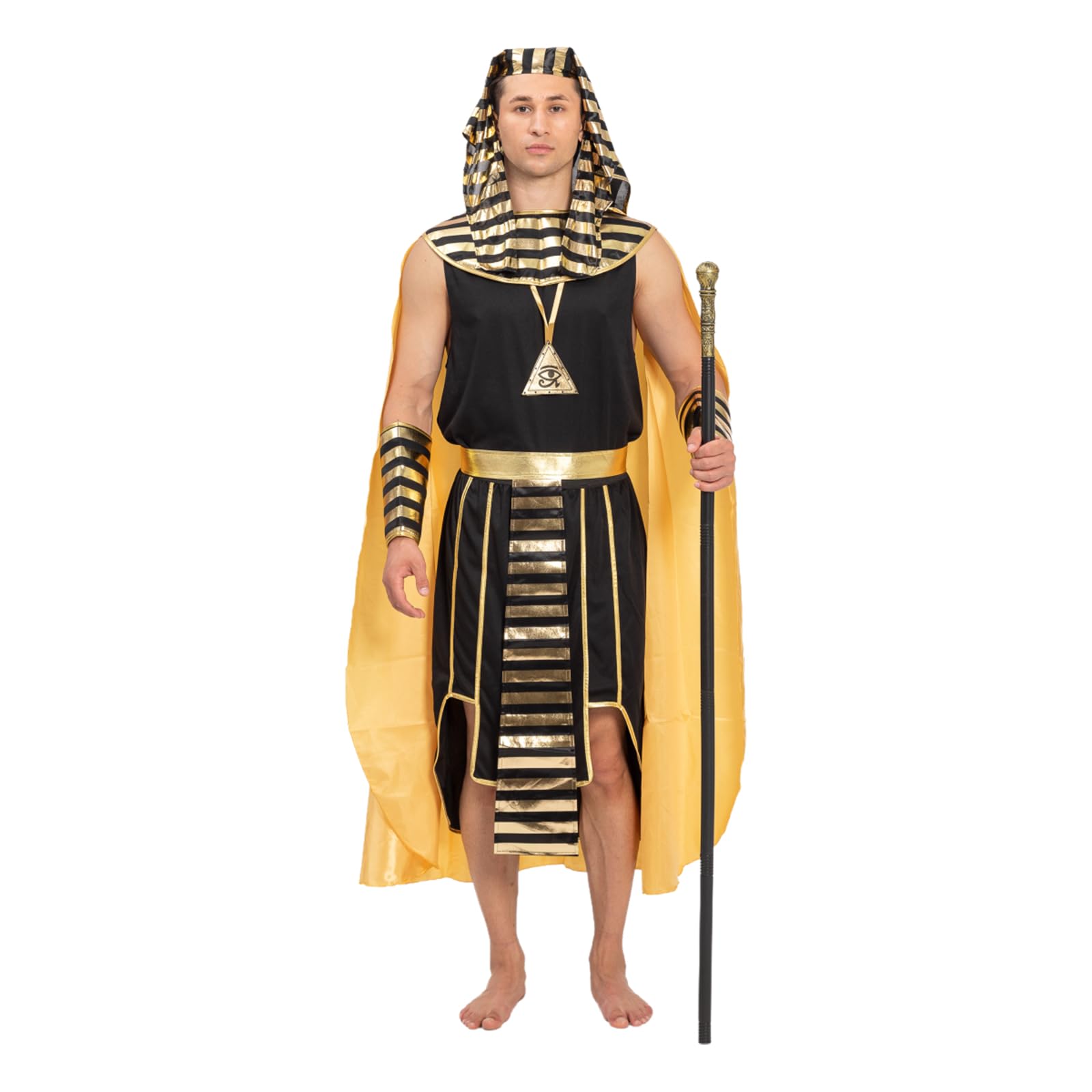 JAZGROM Pharaoh Costume Men Deluxe Halloween Egyptian Costumes King Tut Adult Role Play Cosplay