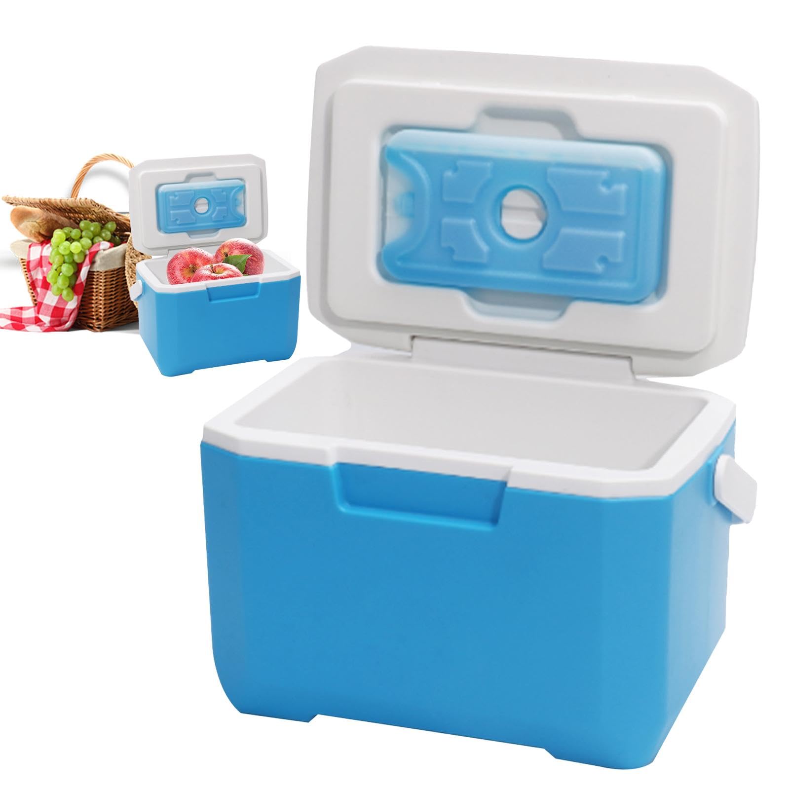 Nevera pequeña para alimentos y bebidas, enfriadores portátiles aislados para camping, a prueba de fugas, enfriador duro para exteriores con bolsa de hielo, caja de hielo ligera con asa, caja de