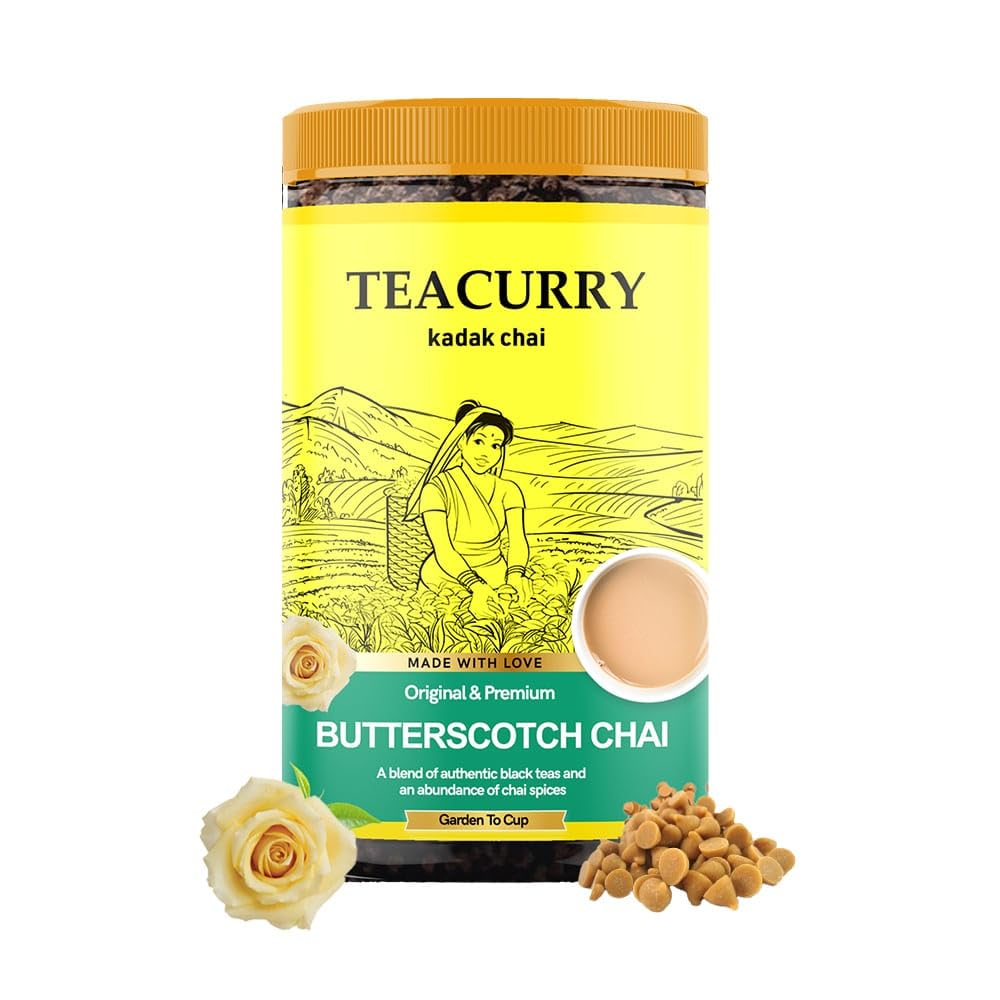 TEACURRY Butterscotch Chai (100 Grams, 50 Cups) - Butterscotch Tea for Digestion and Immunity - 100% Natural Flavoured Chai| Refreshing & Tasteful Butterscotch Flavor Chai
