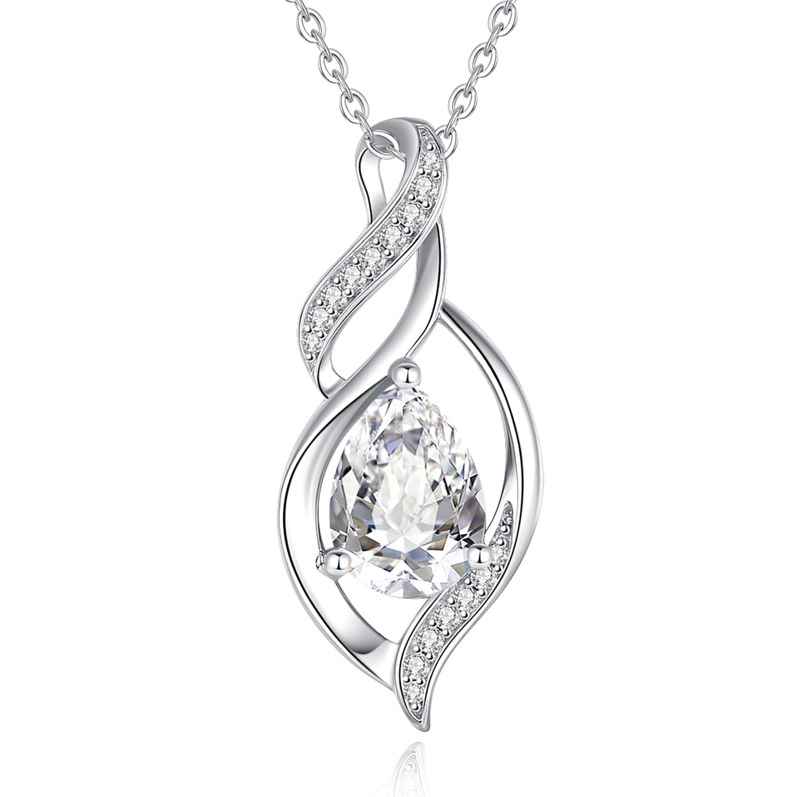 FANCIME Doppel Twist Unendlichkeit Birthstone Kette für Damen 925 Sterling Silber Infinity Tropfen Geburtsstein Anhänger Halskette Schmuck Geschenke für Frauen Mädchen, Kettenlänge: 40+5 cm