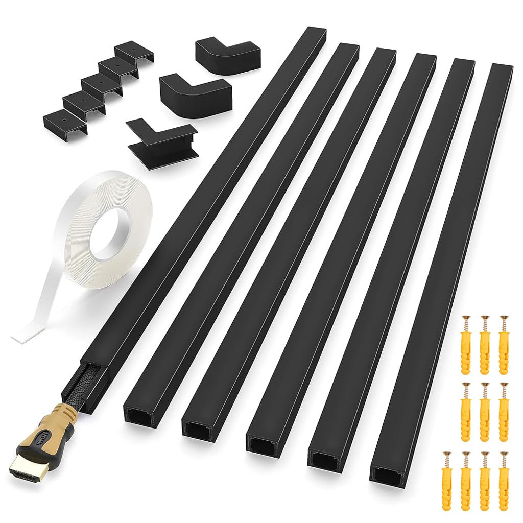 Serplex® 94in Cord Cover Kit Self-Adhesive Cable Hider Cord Organizer, Wire Covers for Cords on Wall, Wire Hiders for TV on Wall Cable Management, Sliding Cable Cover Raceway, 6xL15.7 W0.59 H0.4in-image-12